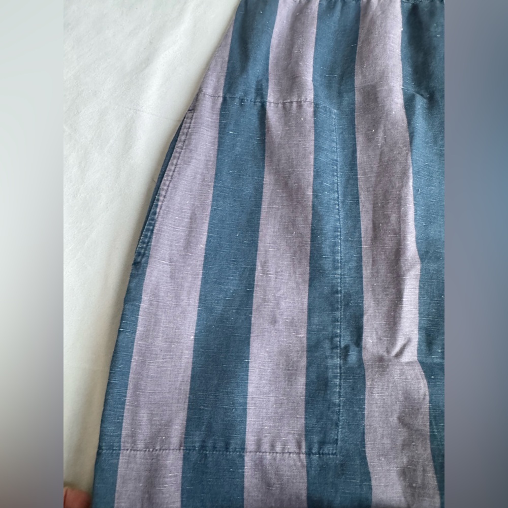 Gudrun Sjoden Women XL Stripe Oversized Linen cotton Purple Stripe Dress cozy - Picture 5 of 10